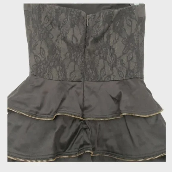 PILGRIM STRALIA Black Strapless Tier Skirt Dress Layered Ruffle - Picture 4 of 9